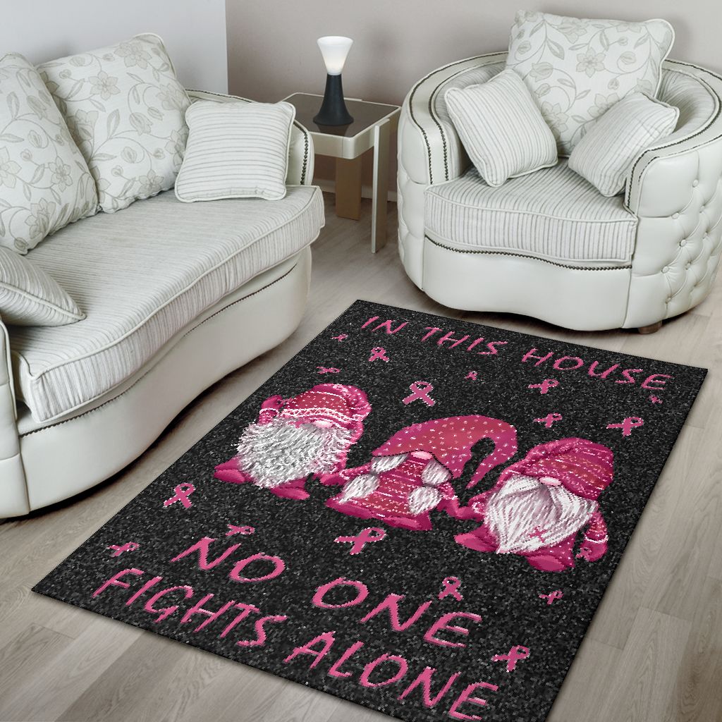 In This House We Never Give Up Breast Cancer Awareness Rug 0622