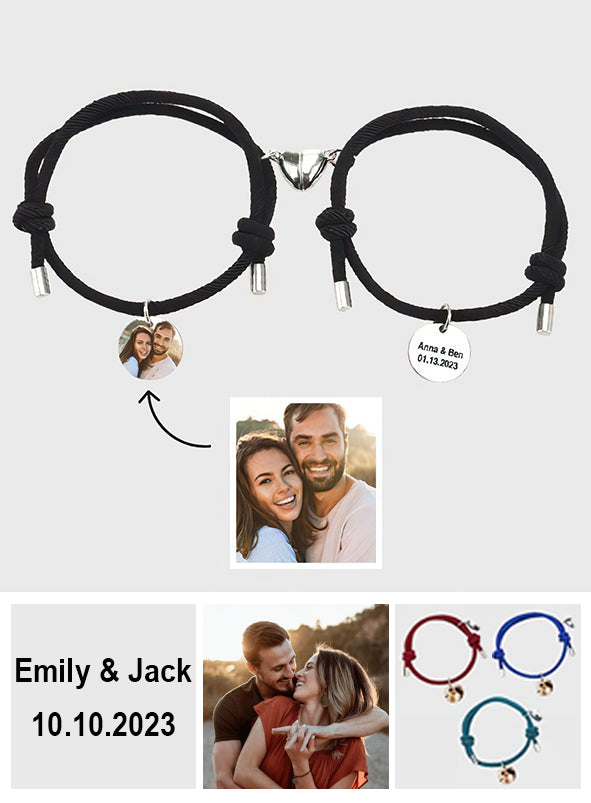 Matching Magnetic Heart - Personalized Couple Bracelet