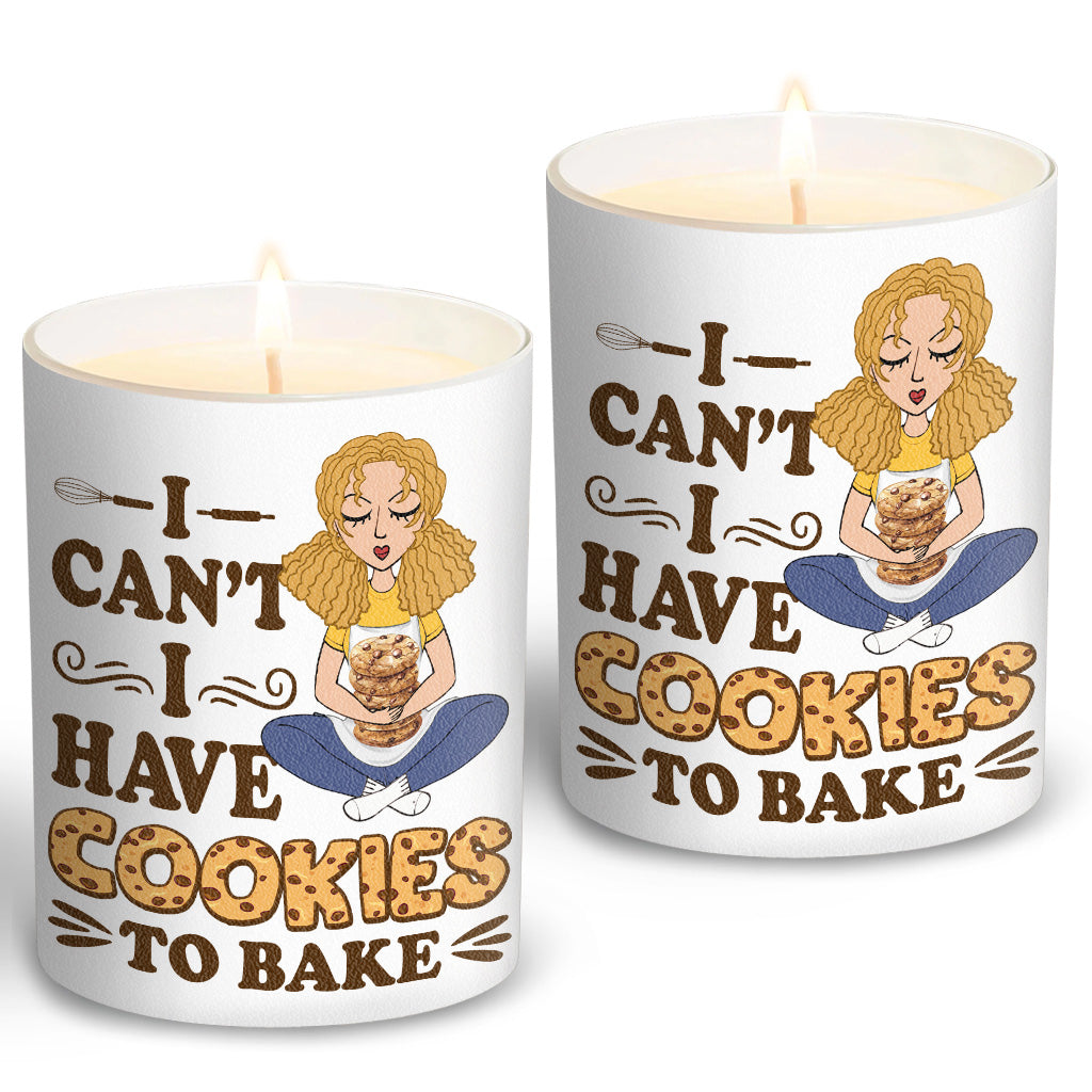 I Can't I Have Cookies To Bake - Personalized Baking Candle With Wooden Lid
