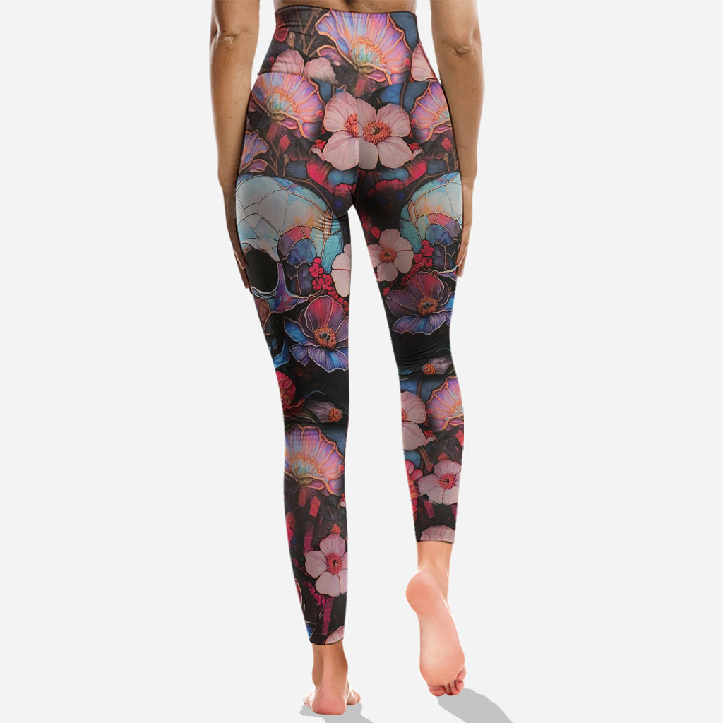 Floral Skull - Personalized Skull Hoodie and Leggings