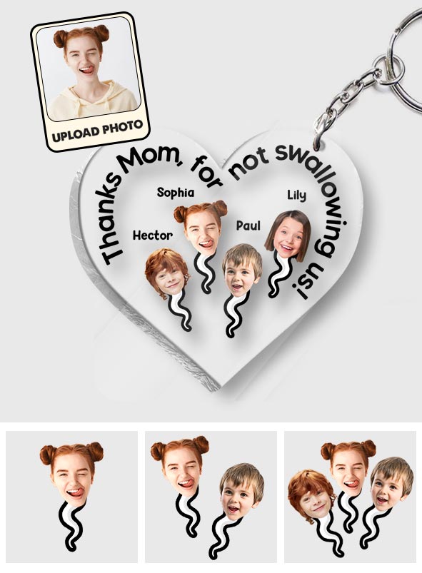 Thanks Mom For Not Swallowing Us - Personalized Mother Transparent Keychain