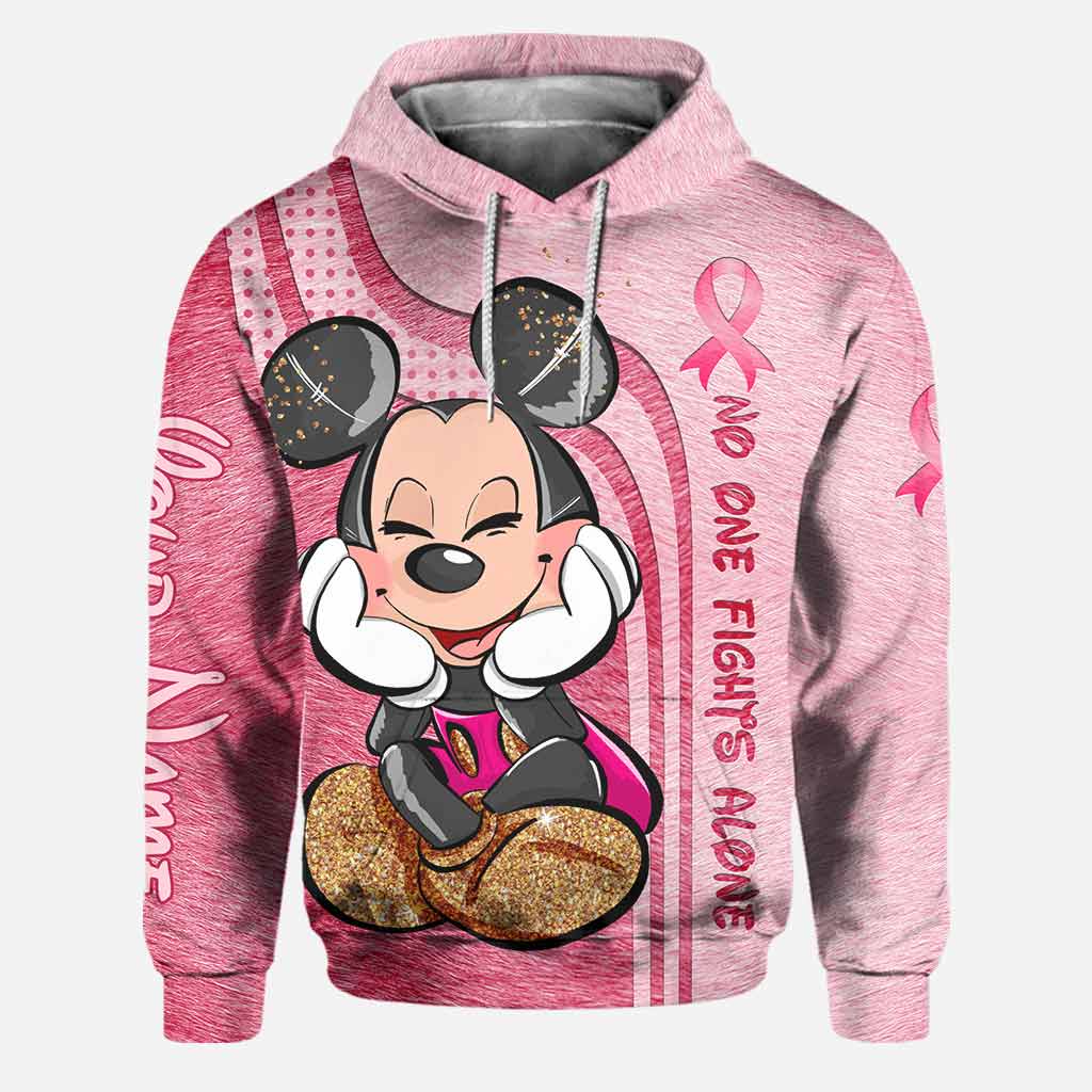 No One Fights Alone - Personalized Breast Cancer Awareness Hoodie And Leggings
