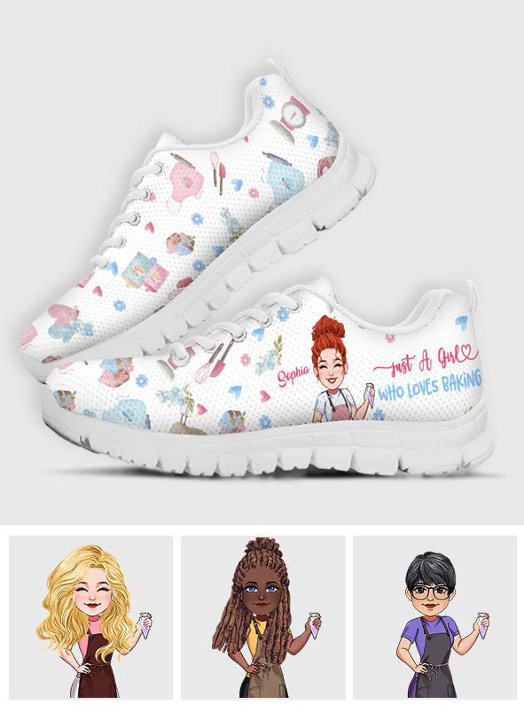 Just A Girl Who Loves Baking - Personalized Baking Sneakers