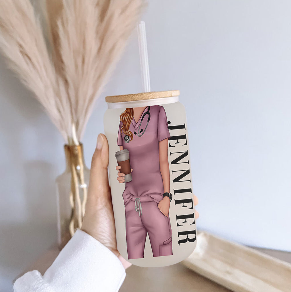 She Works Willingly With Her Hands - Personalized Nurse Can Glass