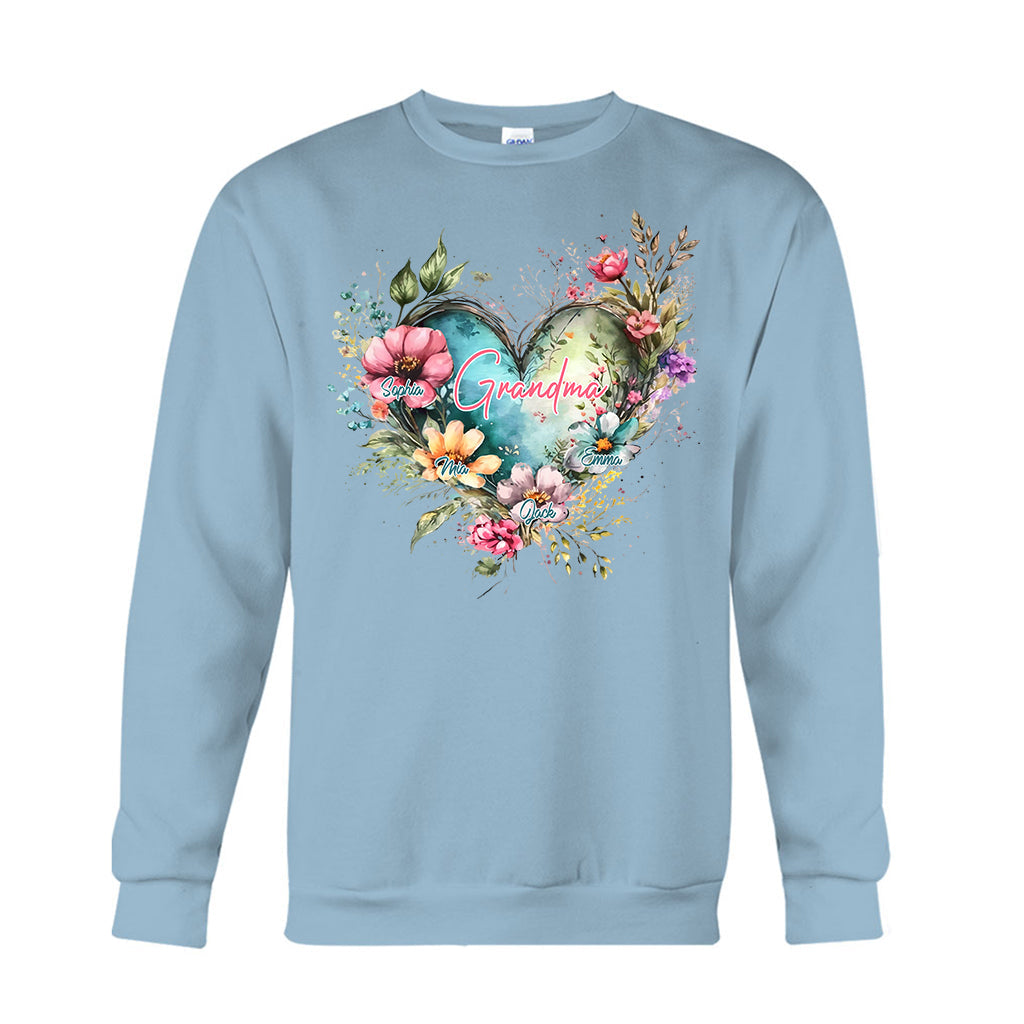 Grandma's Mom's Flowers - Personalized Grandma T-shirt And Hoodie