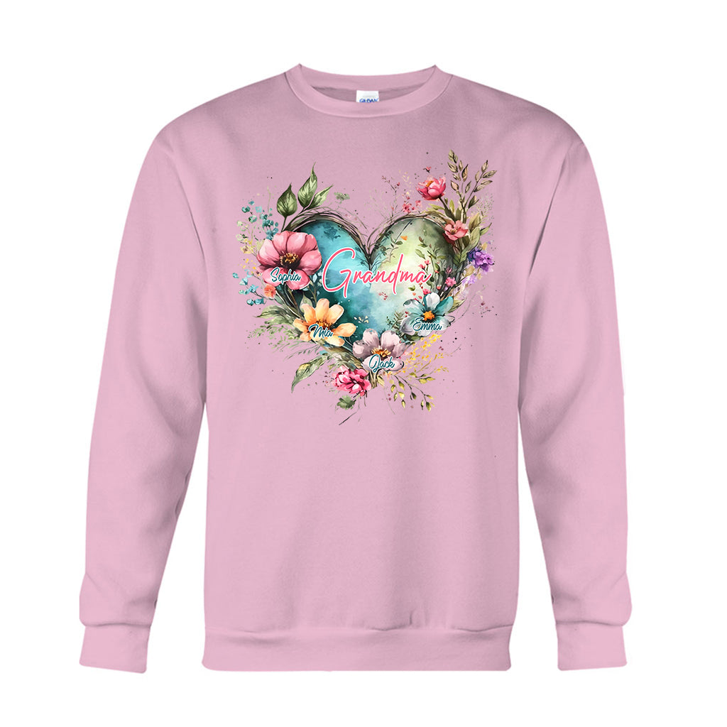 Grandma's Mom's Flowers - Personalized Grandma T-shirt And Hoodie