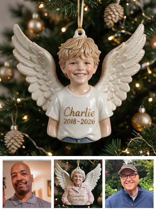 Personalisierte Weihnachtsengel 3D Erinnerungsornament für Jungen