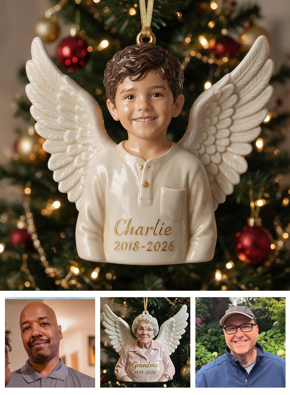 Personalisierte Weihnachts Latino kleiner Junge Engel 3D Gedenk Ornament