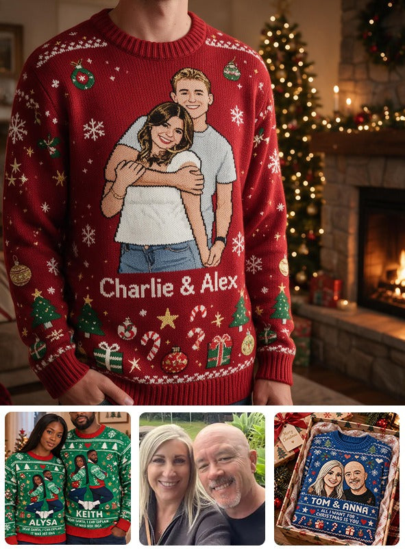 Personalized 5th Anniversary Christmas Couple Ugly Sweater