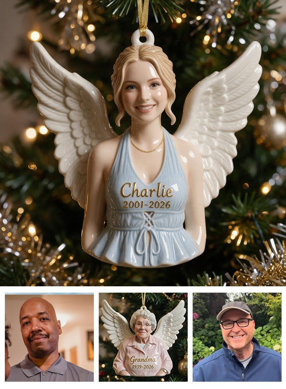 Personalisierte Weihnachtsfrau Engel Gedenk 3D Ornament