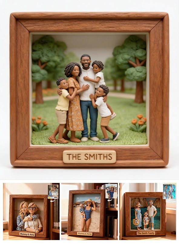 Personalized Custom Photo Black Family of Five Shaped Acrylic Plaque Keepsake