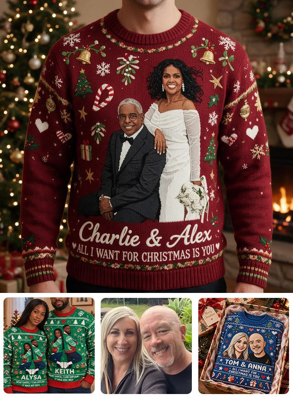 Personalized 20th Wedding Anniversary 2006 Middle-Aged Black Couple Christmas Ugly Sweater