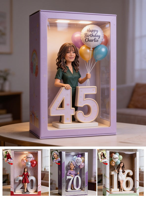 Personalized 45th Birthday Middle-Aged Latina Woman Acrylic Display Box Keepsake