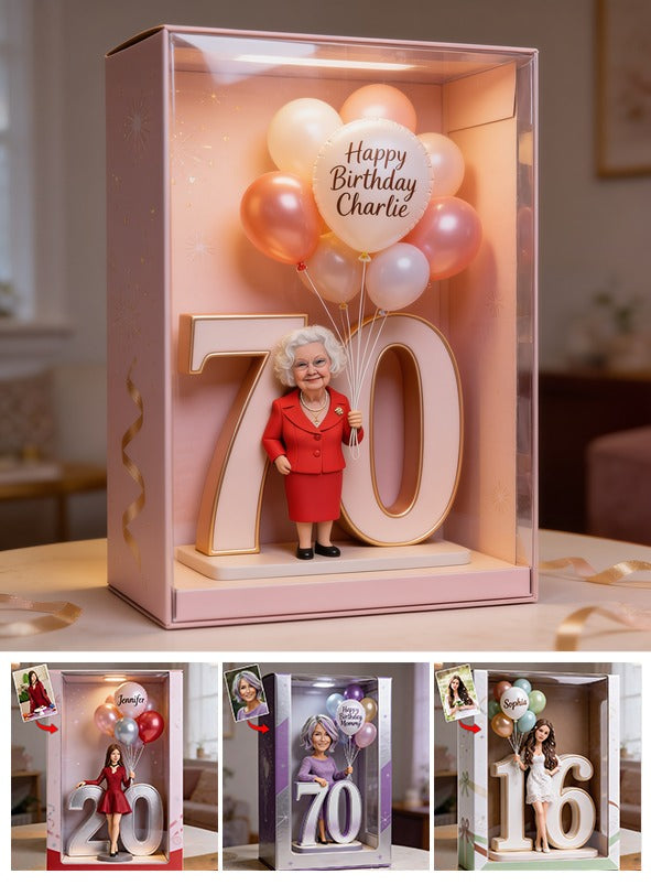 Personalized 70th Birthday Older Woman Acrylic Display Box Gift