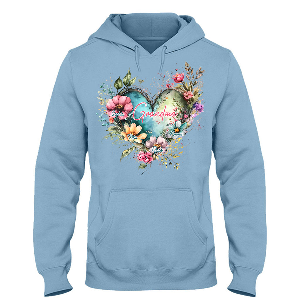 Grandma's Mom's Flowers - Personalized Grandma T-shirt And Hoodie