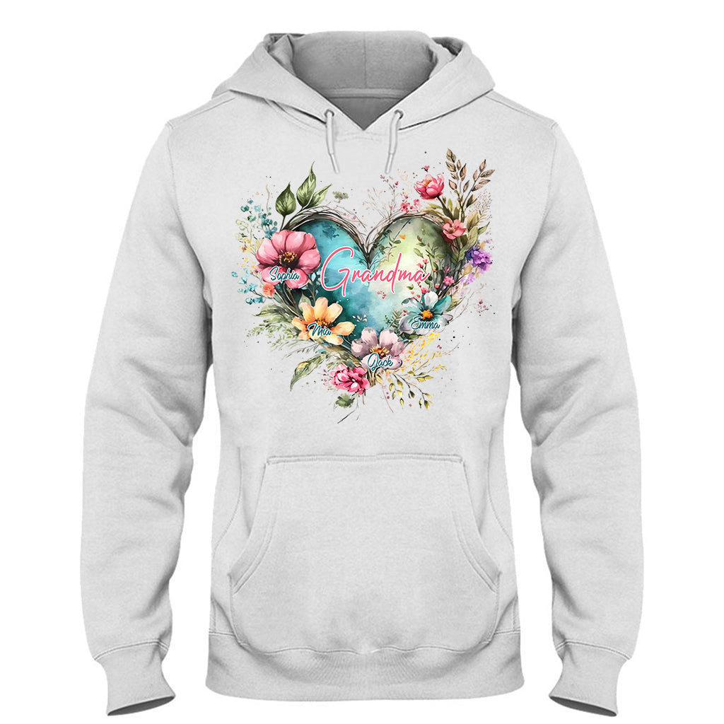 Grandma's Mom's Flowers - Personalized Grandma T-shirt And Hoodie
