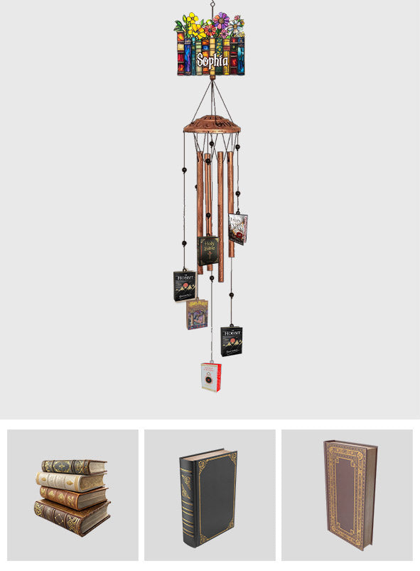 Custom Favorite Book - Personalized Book Wind Chime With Charms