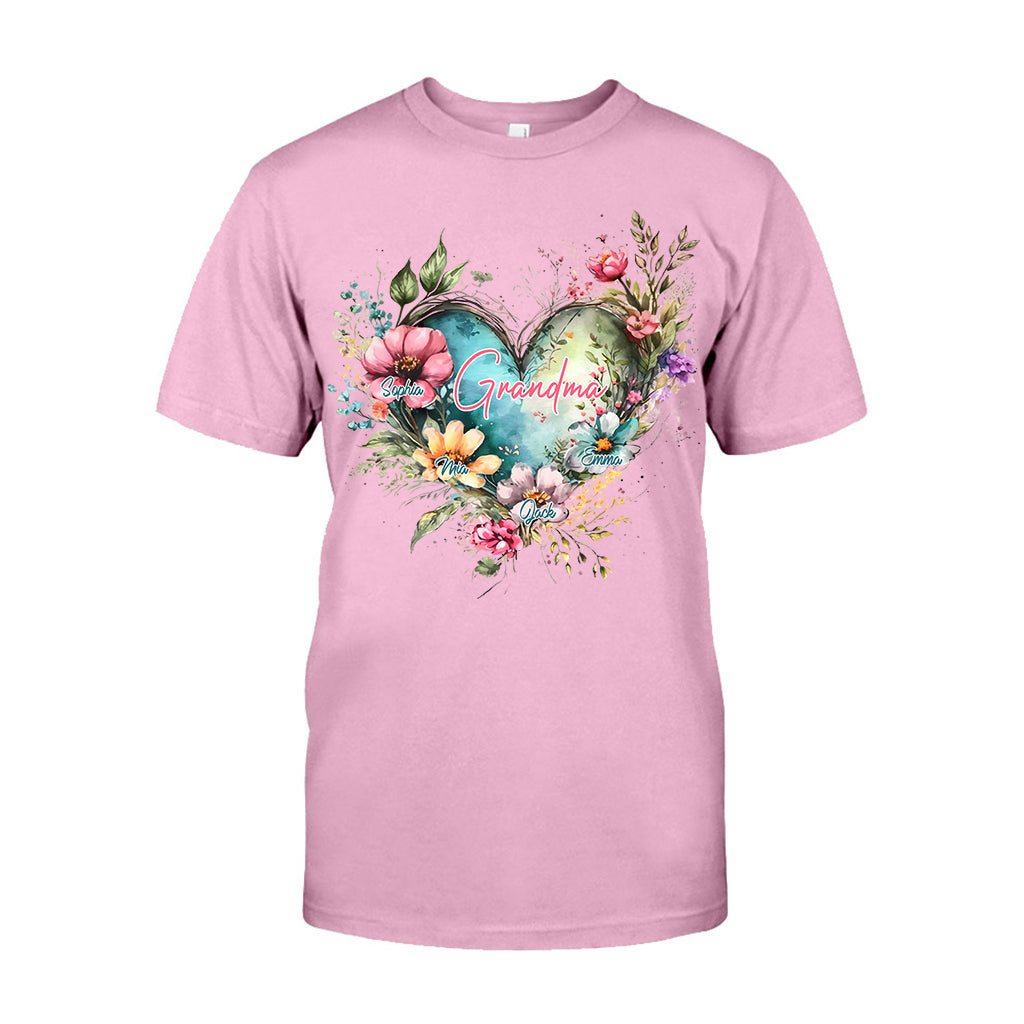 Grandma's Mom's Flowers - Personalized Grandma T-shirt And Hoodie