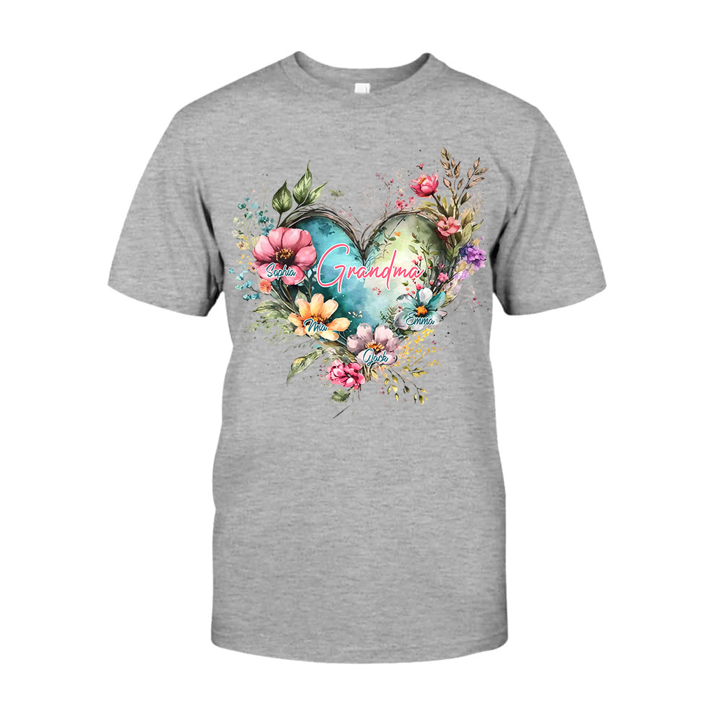 Grandma's Mom's Flowers - Personalized Grandma T-shirt And Hoodie