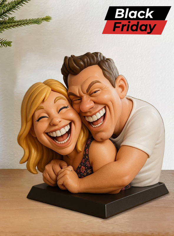 Funny Gift Cartoonish Exaggerated Mascot Style - Personalized Couple Custom Shaped Acrylic Plaque