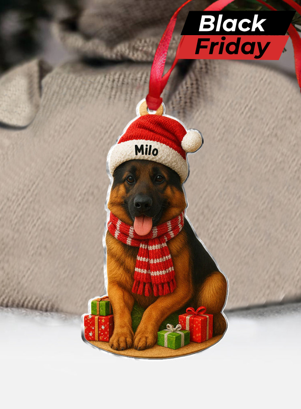 Christmas Dog - Personalized Dog Custom Shaped Ornament