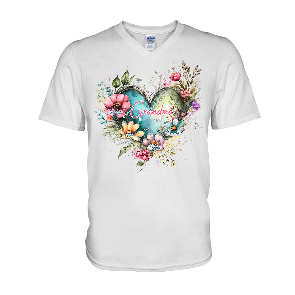Grandma's Mom's Flowers - Personalized Grandma T-shirt And Hoodie