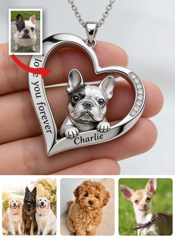 Personalisierter französischer Bulldoggen-Metallanhänger-Halskette aus jedem Foto