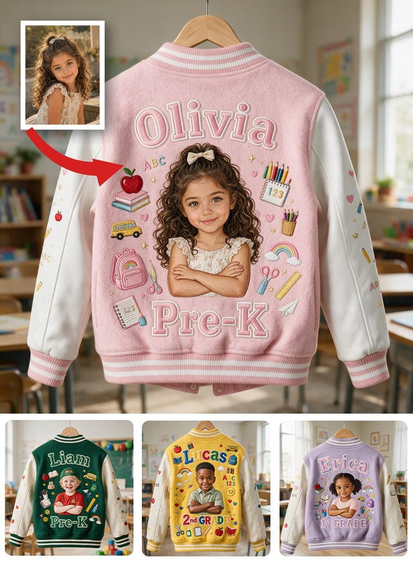 Veste Varsity Personnalisée Photo Fille Latina - Cadeau Scolaire Mignon