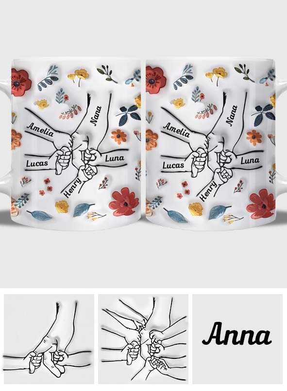Floral Inflated Hands Holding - Personalized Grandma Mug