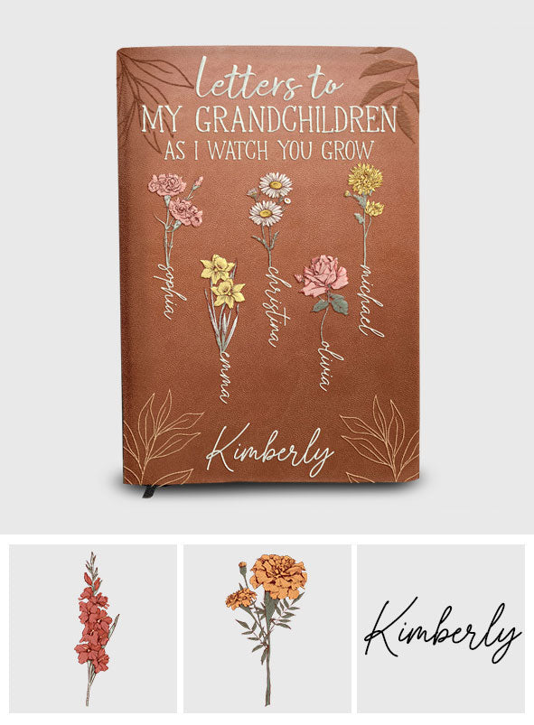 First Mom Now Grandma Letters To My Grandchildren - Personalized Grandma Leather Journal