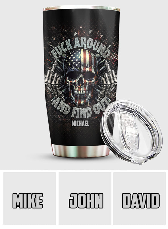 American Flag Skeleton - Personalized Skull Tumbler