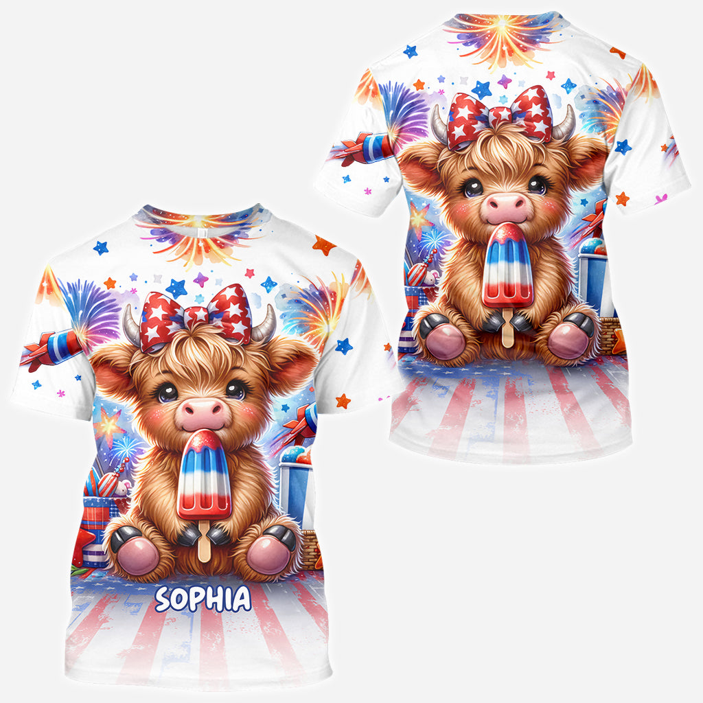 4th Of July Highland Cow - Personalized All Over Shirt
