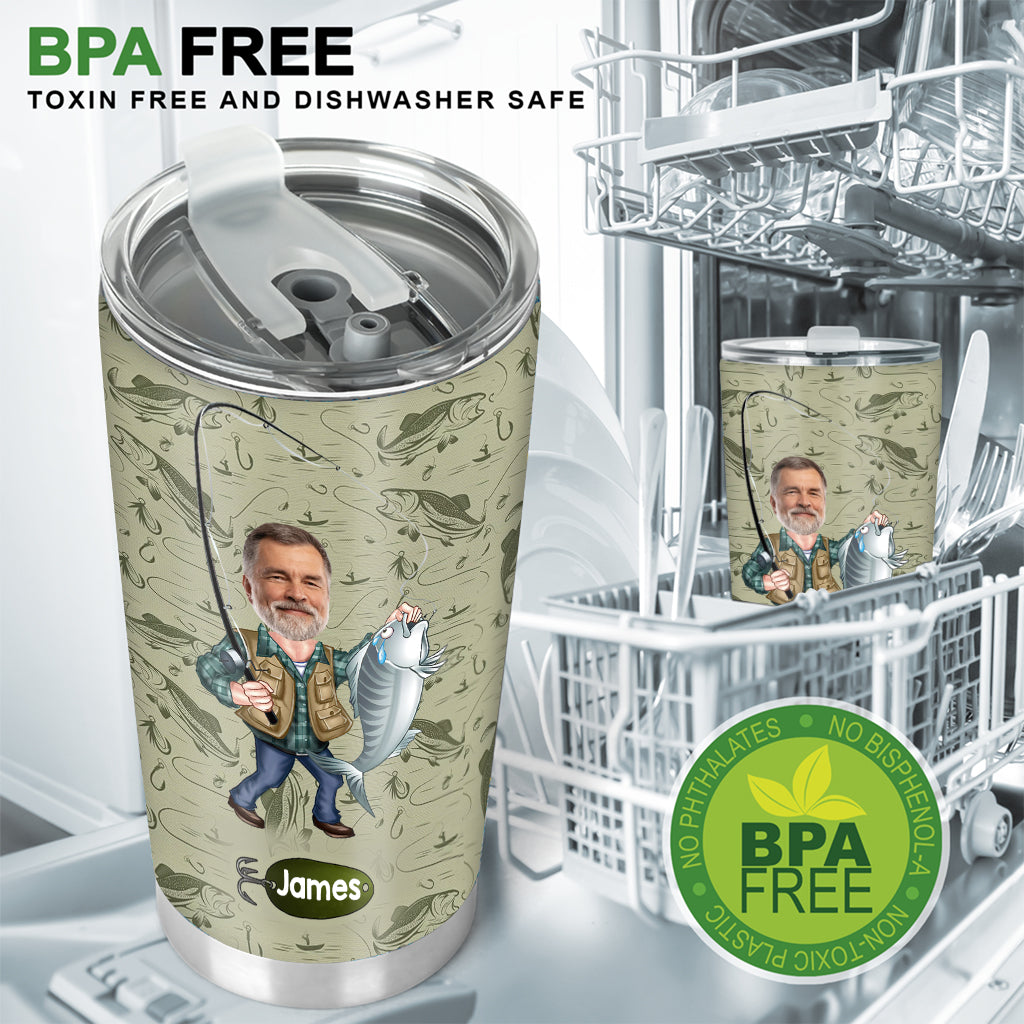 (TEST ) Funny Caricature Face - Personalized Fishing Tumbler
