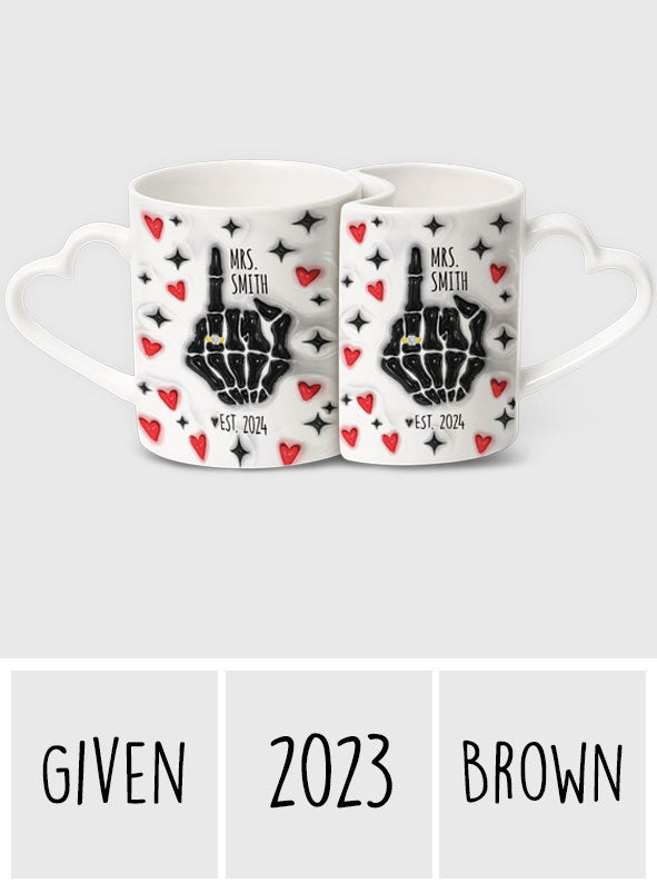 Funny Anniversary - Personalized Husband And Wife Matching Heart Handle Mug