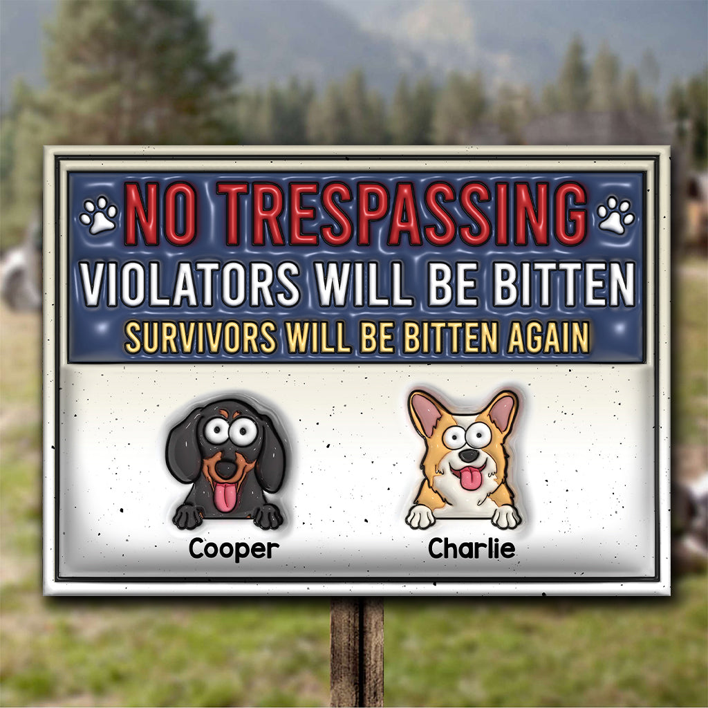 No Trespassing Are you Bulletproof Or Just Stupid - Personalized Dog Rectangle Metal Sign