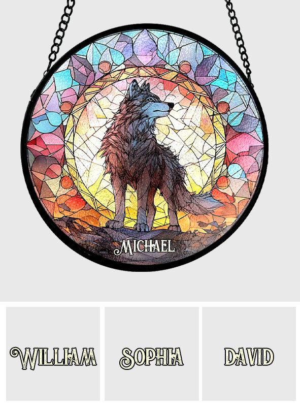 Fierce Spirit - Personalized Wolf Stained Glass Suncatcher
