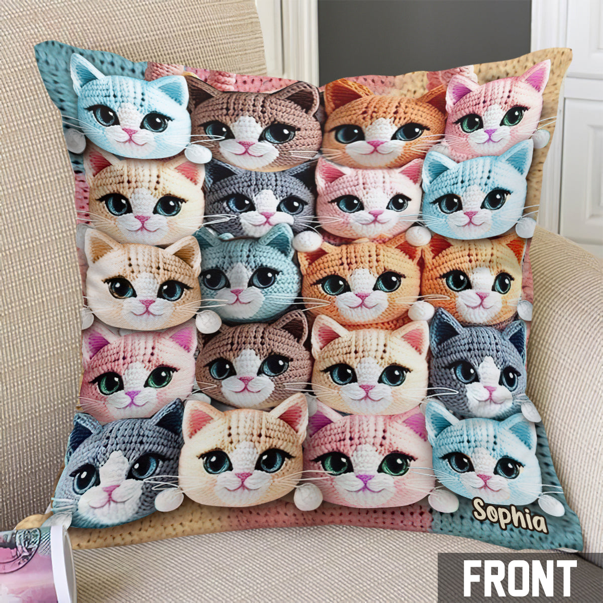 Cute Cats - Personalized Cat Throw Pillow