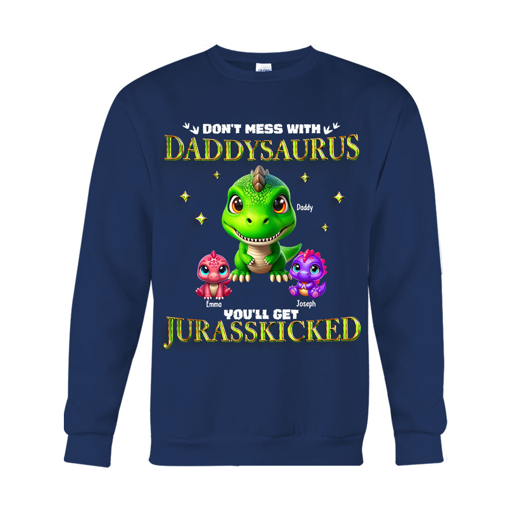 Daddysaurus Grandpasaurus 3D Dinosaurs - Personalized Father T-shirt And Hoodie