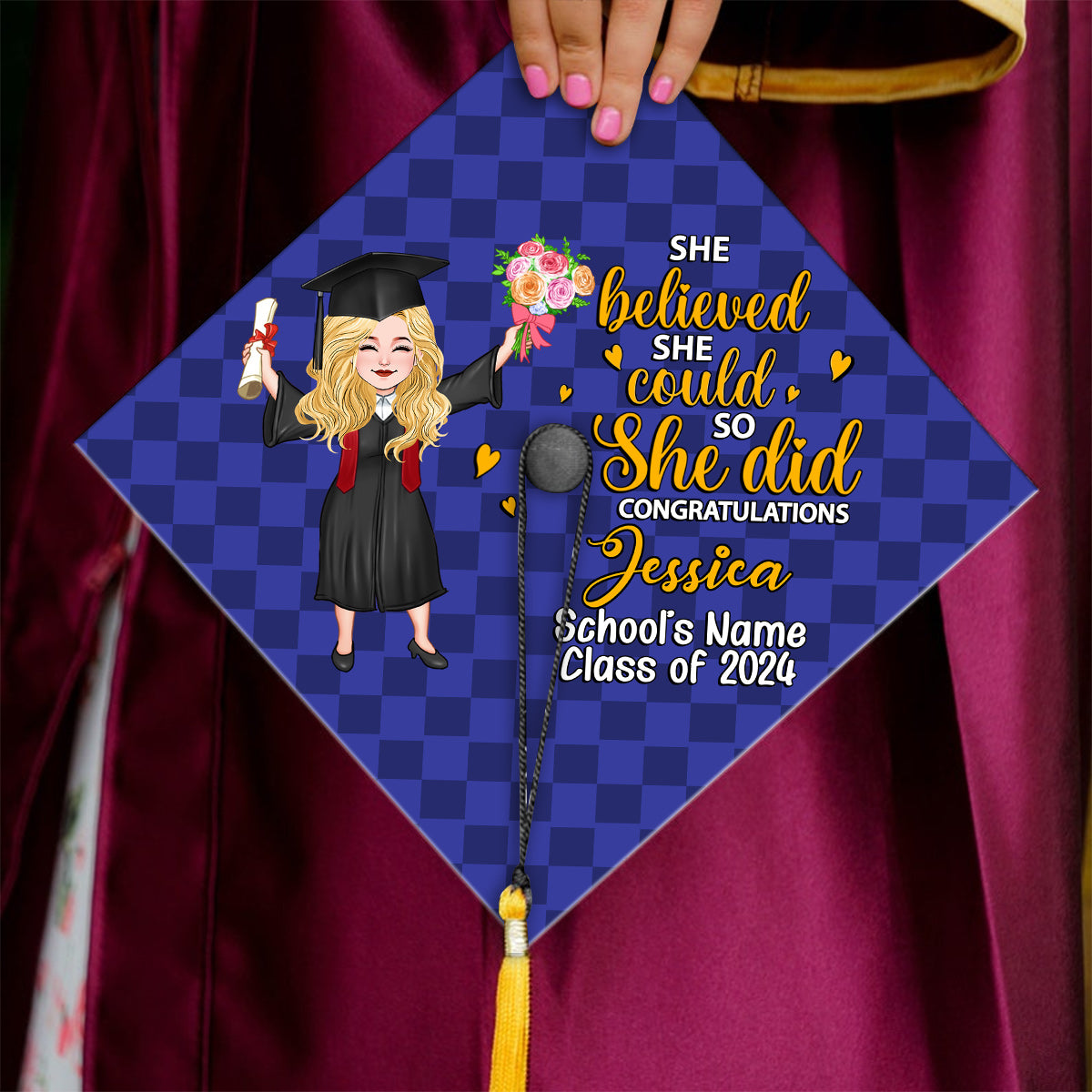 Graduation Girl 2024 - Personalized Graduation Cap Topper