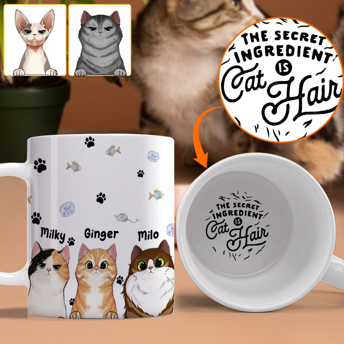 The Secret Ingredient - Personalized Cat Hidden Message Mug