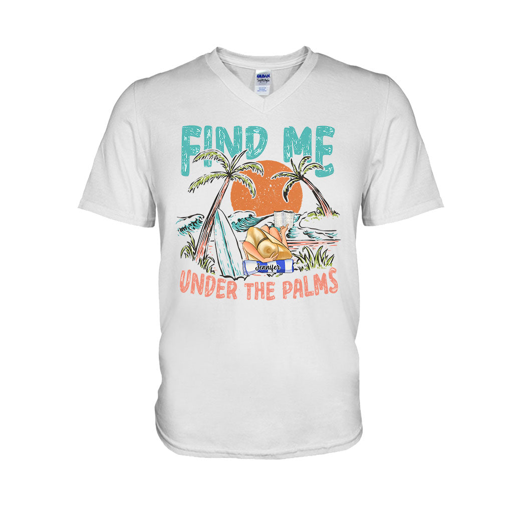 Find Me Under The Palms Reading Girl - Personalized Sea Lover T-shirt And Hoodie