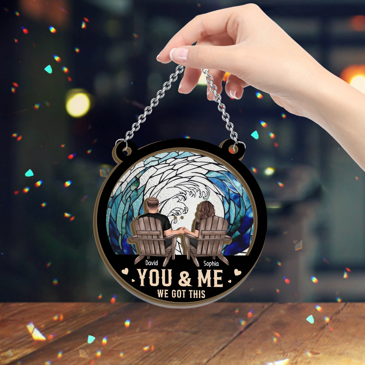 You & Me, We Got This - Personalized Couple 2 Layered Window Hanging Suncatcher
