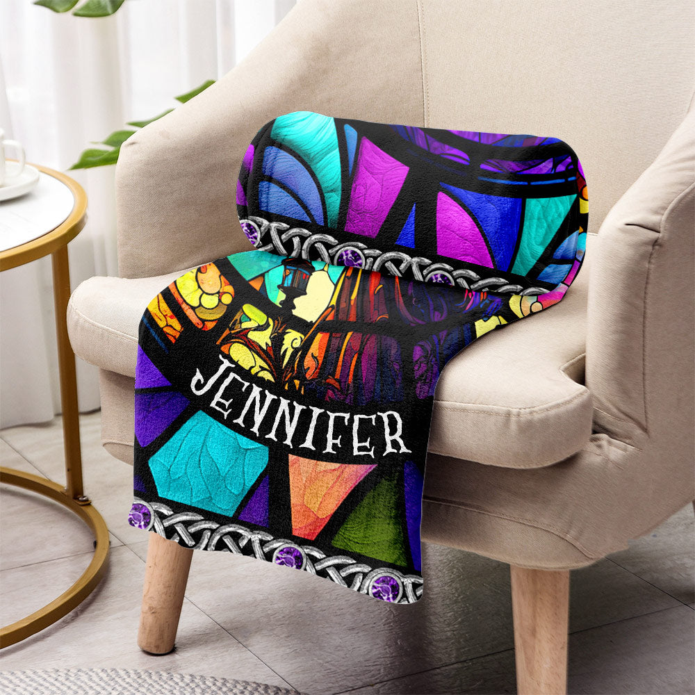 Mystical Witch Purple Stained Glass - Personalized Witch Blanket