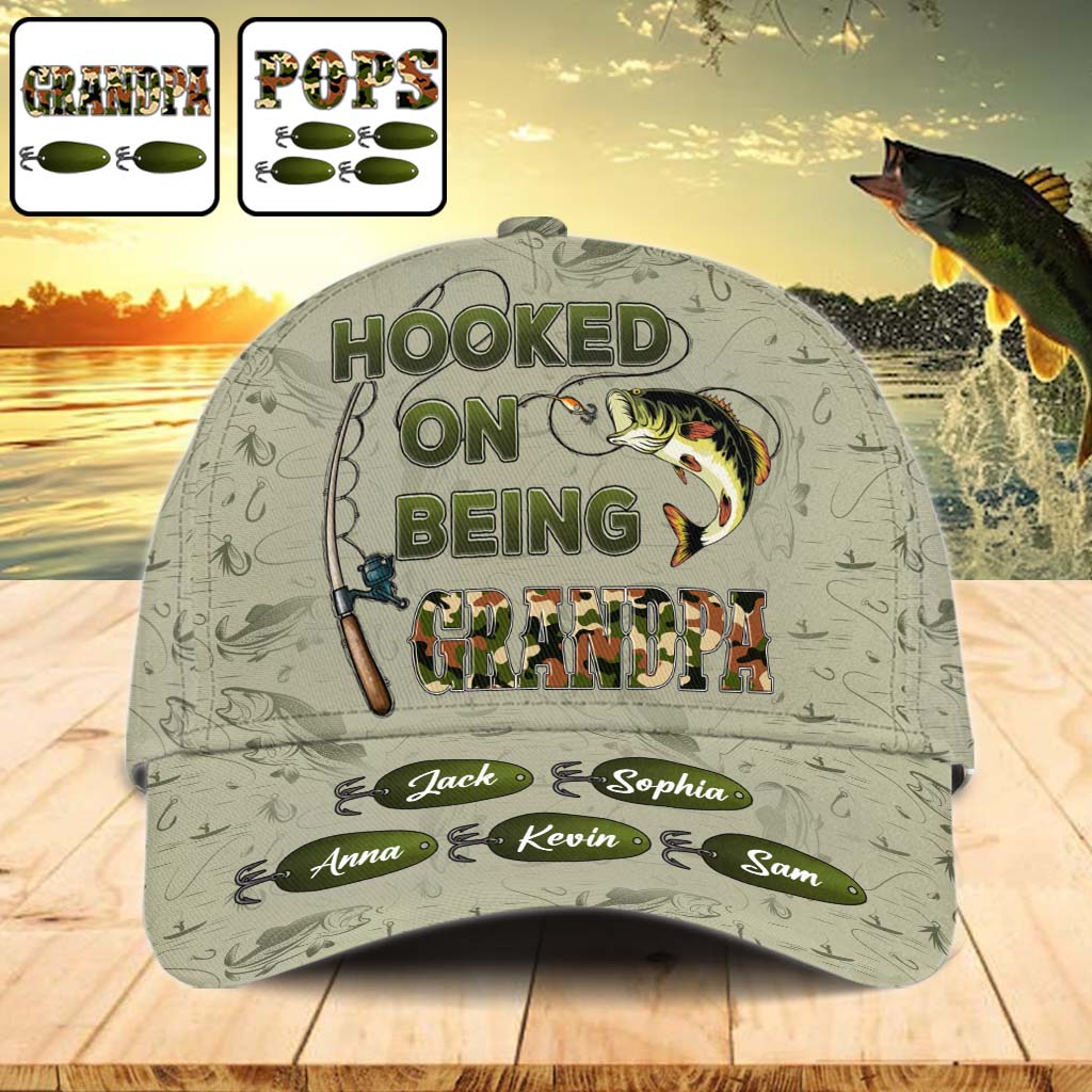Hooked On Being Dad/ Grandpa... - Personalized Fishing Classic Cap