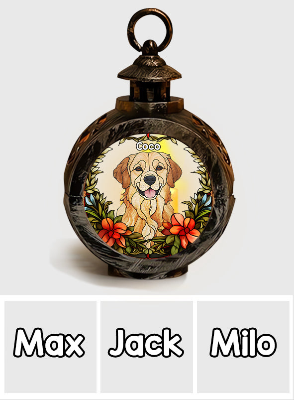 Vitrail personnalisé pour animaux de compagnie - Lanterne ronde personnalisée pour chien avec lumière