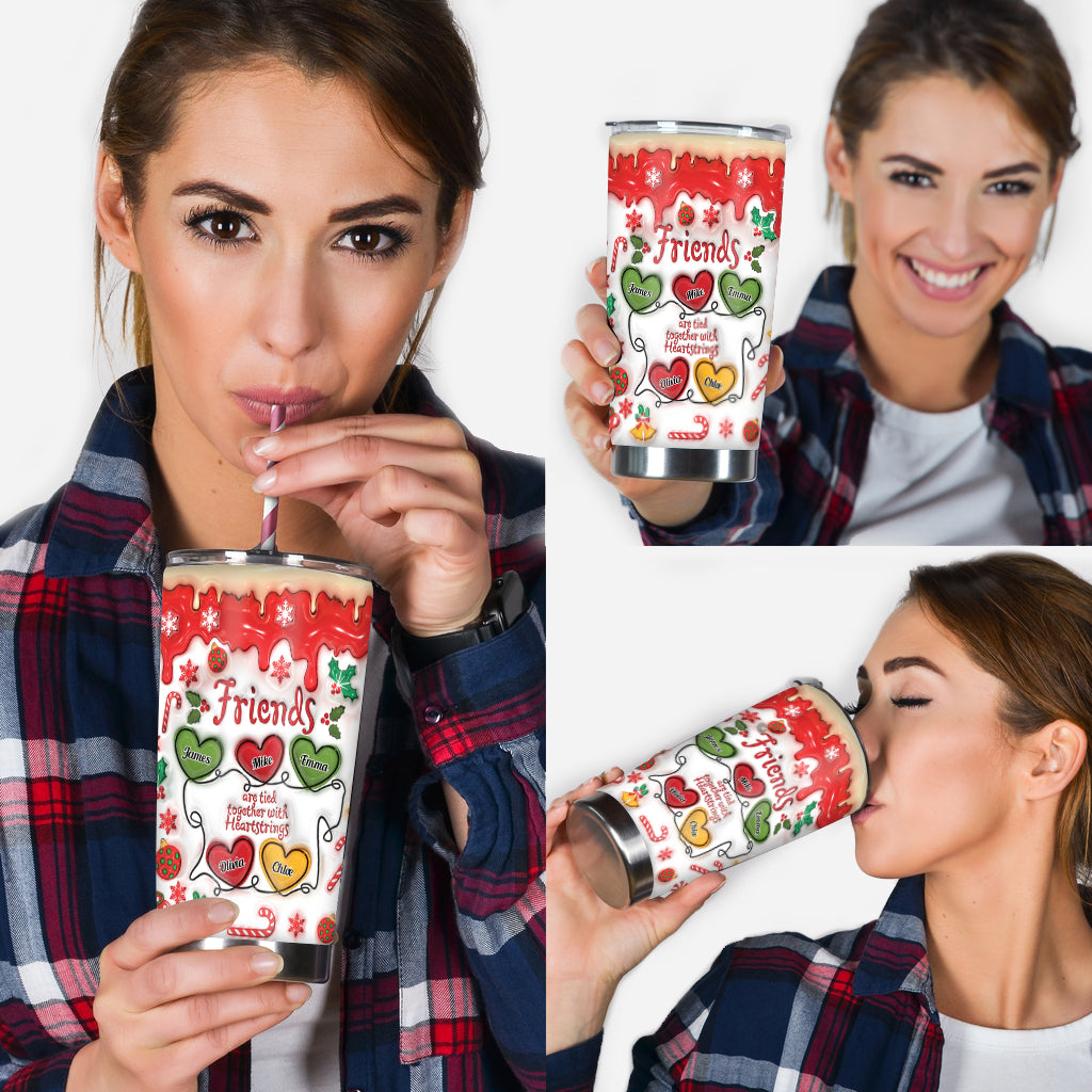Friend Are Tied Together With Heartstrings - Personalized Bestie Tumbler
