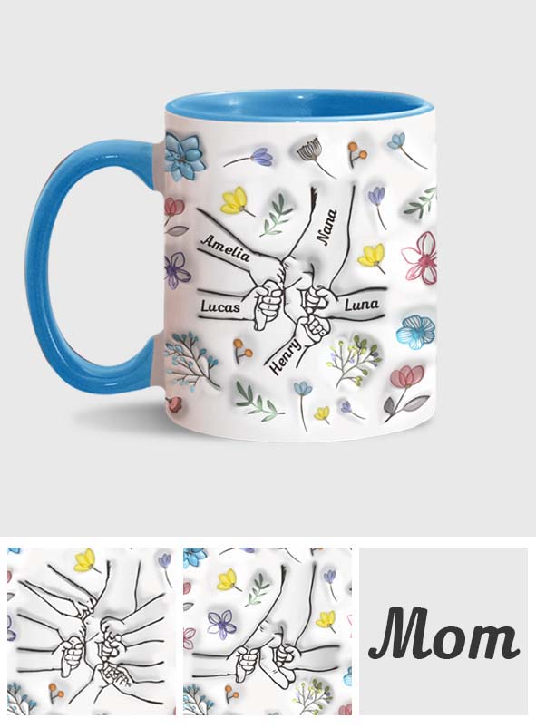 Holding Hands Grandma Mom Nana - Personalized Grandma Accent Mug