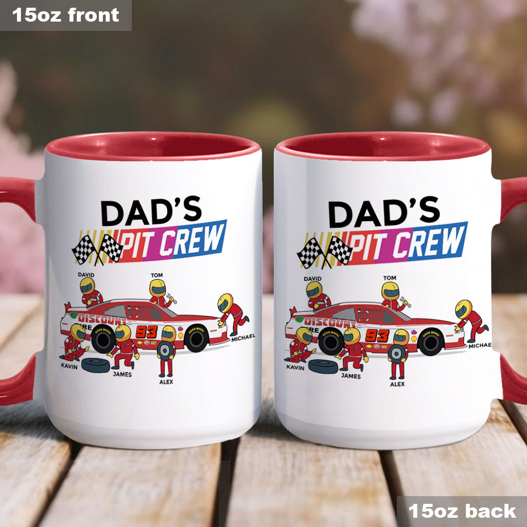 Dad's Pit Crew - Personalized Racing Accent Mug