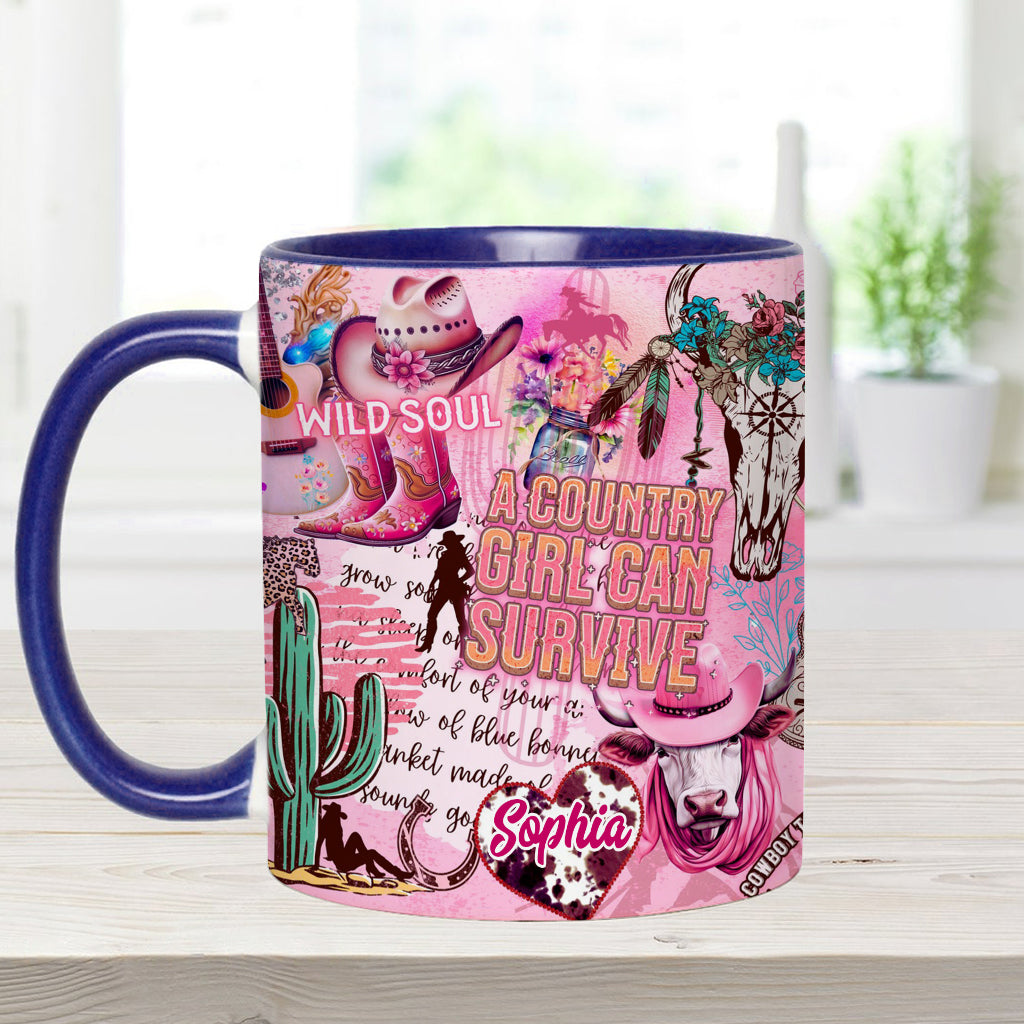 A Country Girl Can Survive - Personalized Country Girl Accent Mug