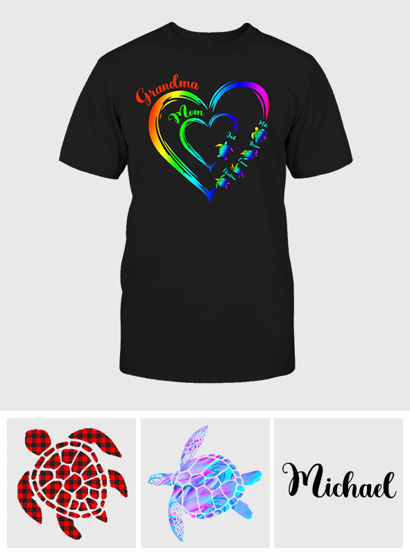 Erst Mama, jetzt Oma (Schildkröten-Version) – Personalisiertes Oma-T-Shirt und Hoodie